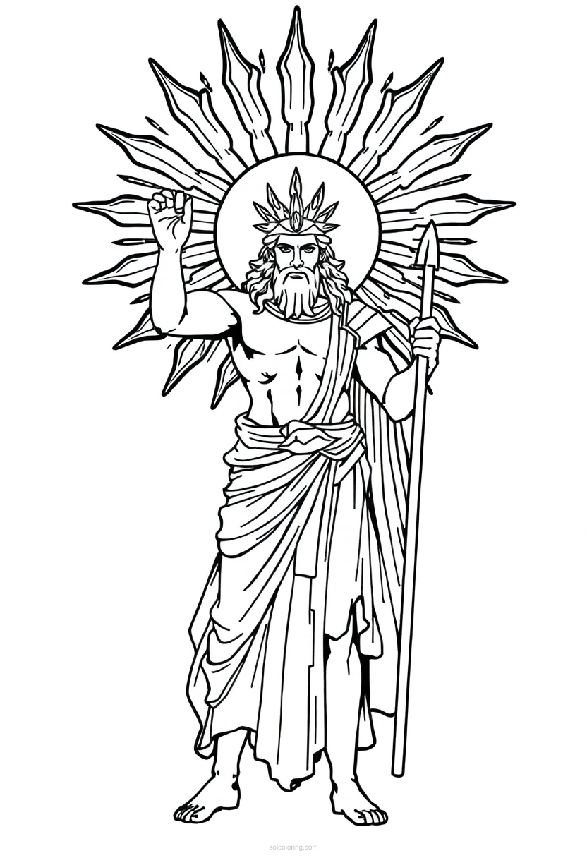 Apollo Sun God coloring page for kids