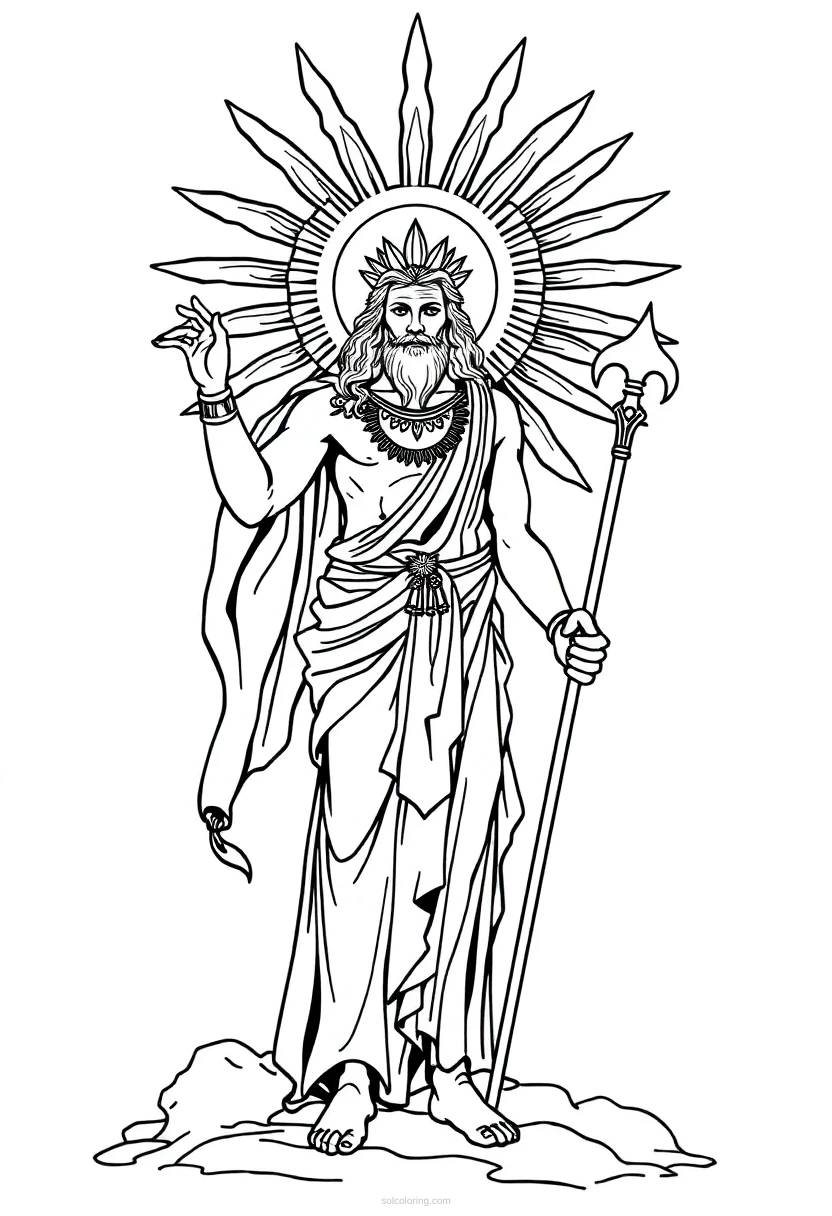 Apollo Sun God coloring page for kids