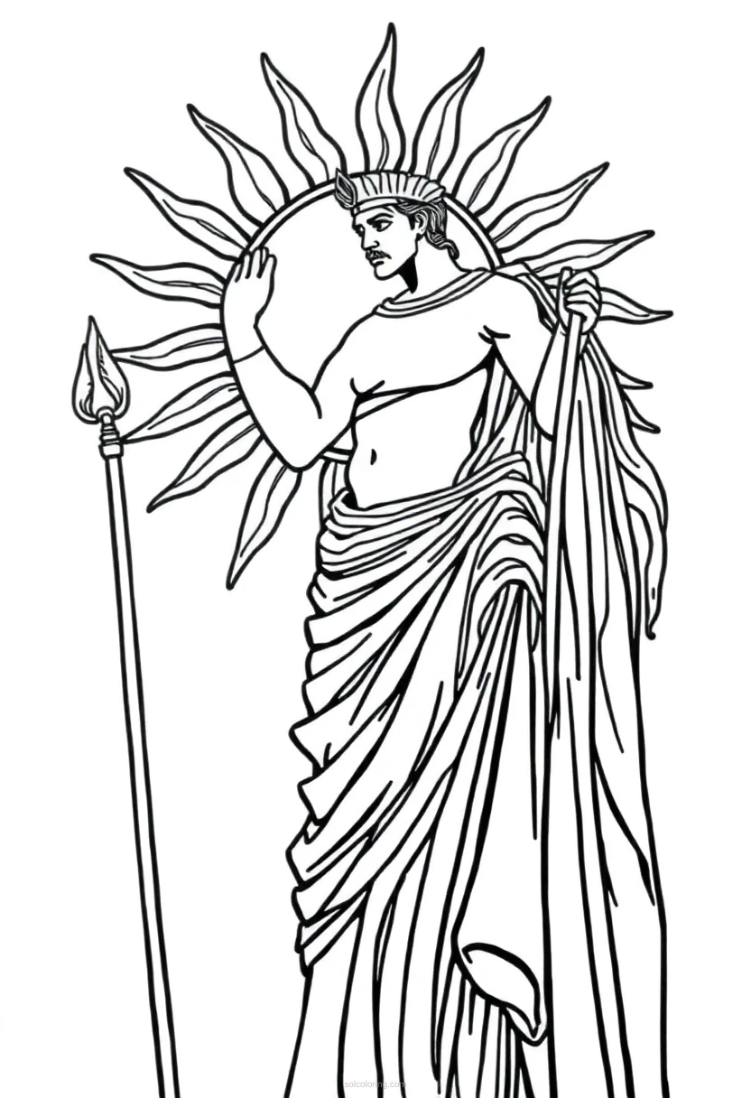 Apollo Sun God coloring page for kids