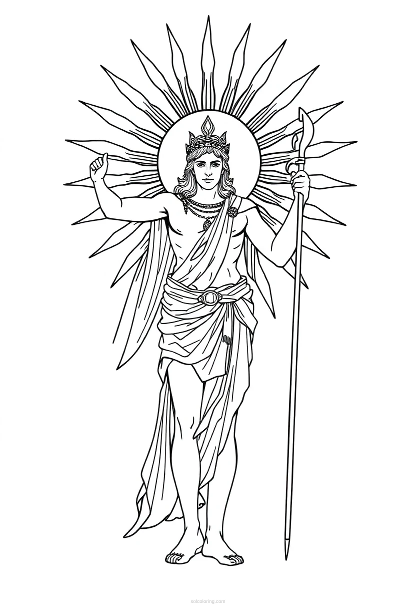 Apollo Sun God coloring page for kids