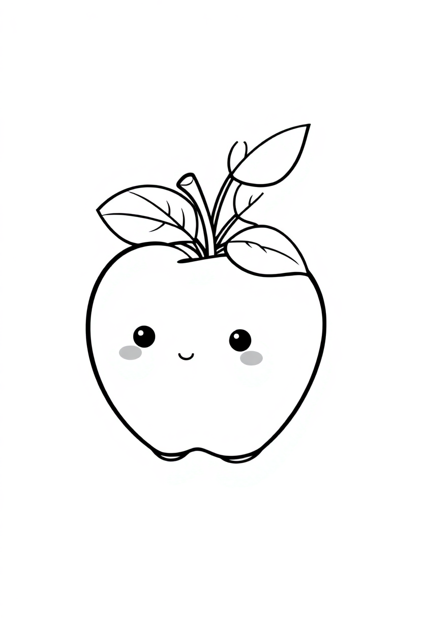 Apple with Leaves coloring page, free printable