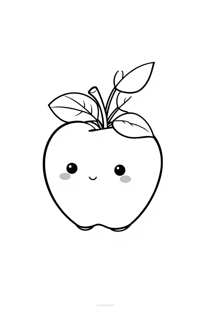 Apple With Leaves coloring page for kids