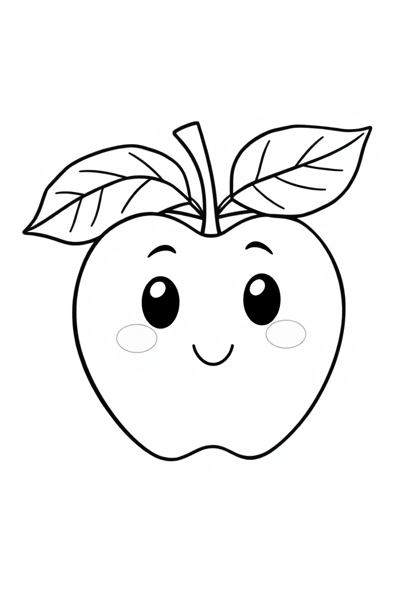 Apple with Leaves coloring page, free printable