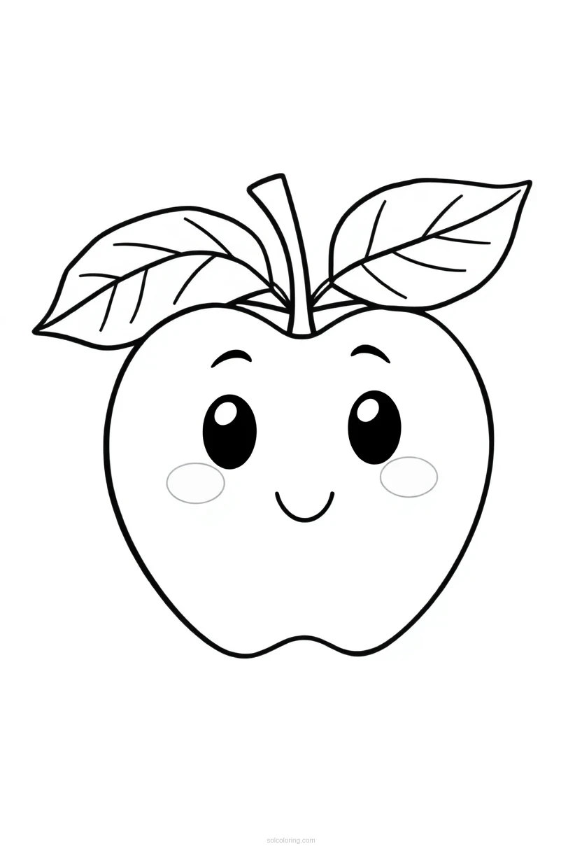 Apple With Leaves coloring page for kids