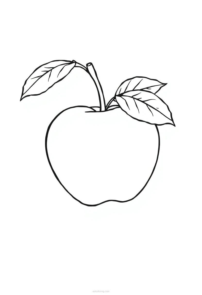 Apple With Leaves coloring page for kids