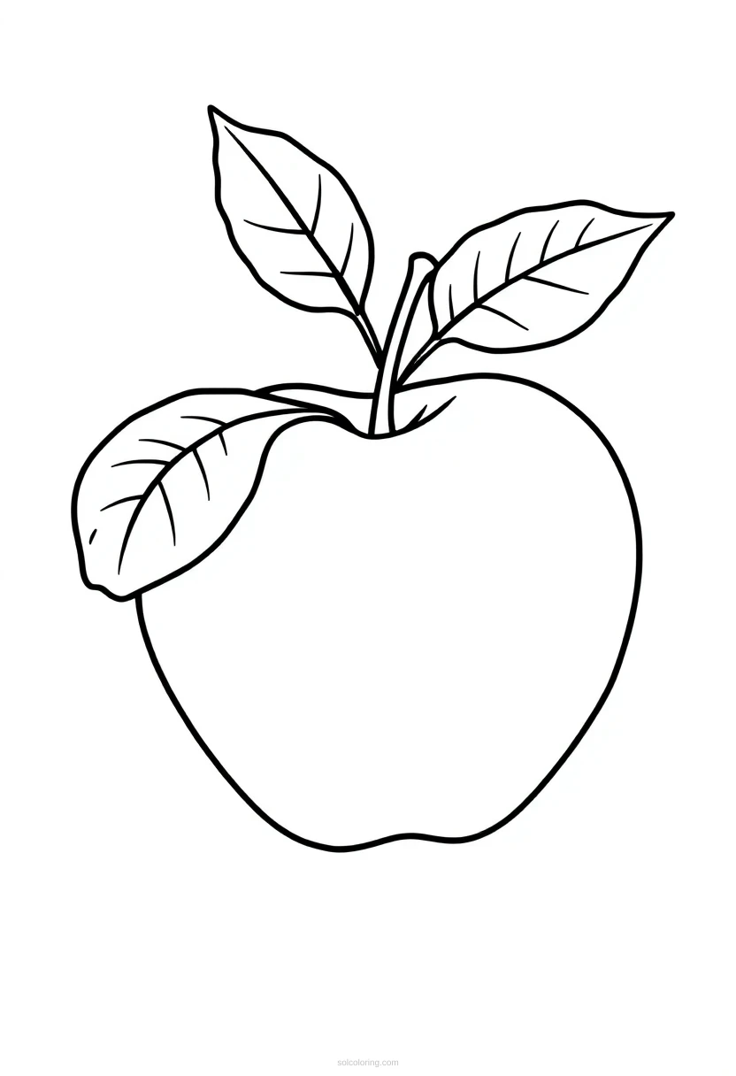 Apple With Leaves coloring page for kids