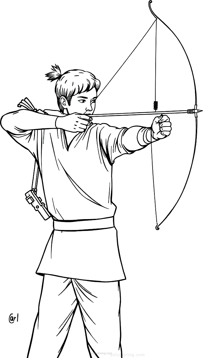 Archery Champion Aiming coloring page for kids