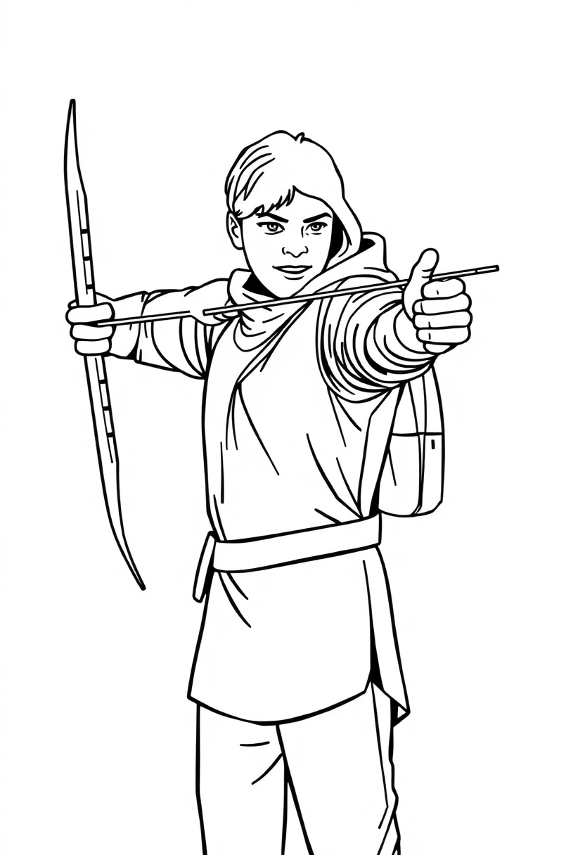 Archery Champion Aiming coloring page, free printable