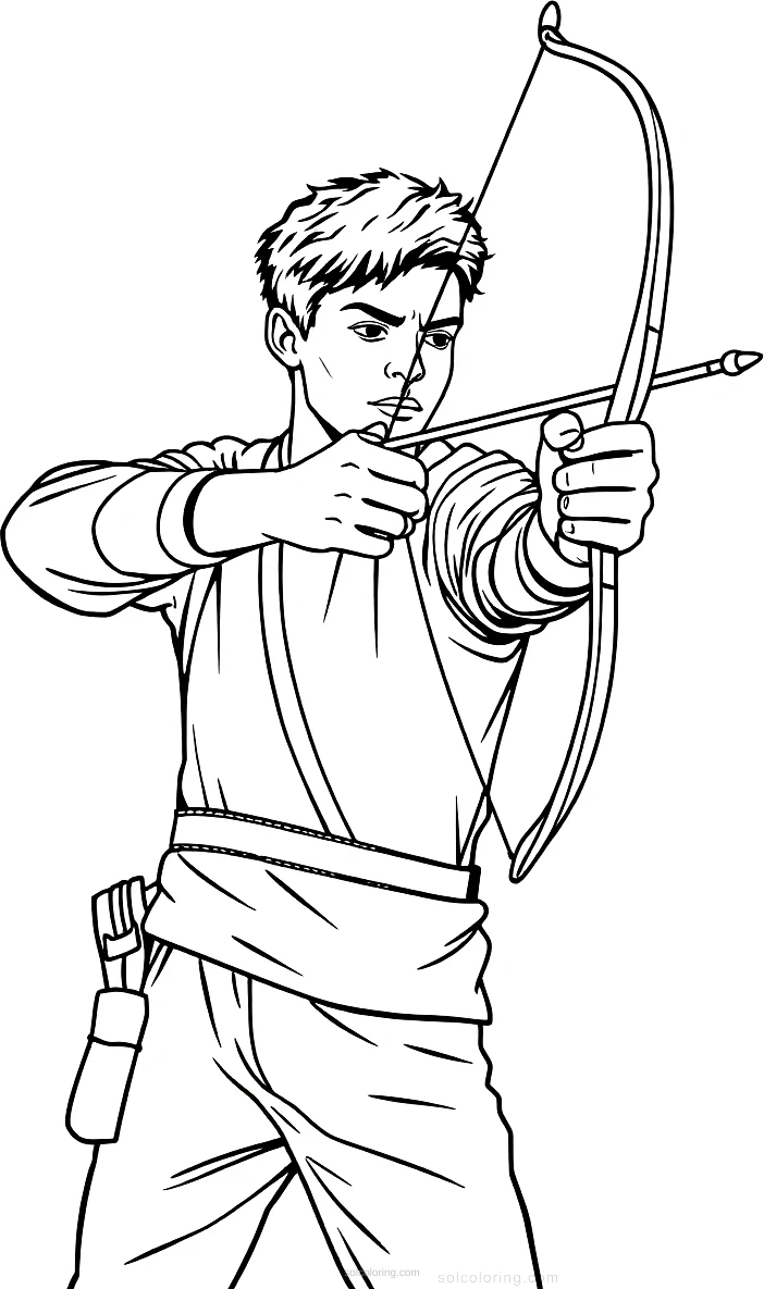 Archery Champion Aiming coloring page for kids