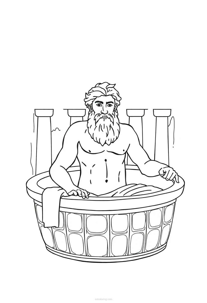 Archimedes in Ancient Greek Bath coloring page for kids
