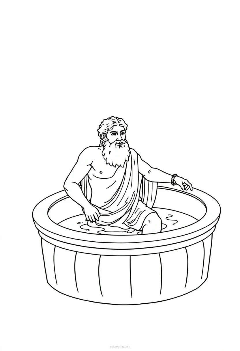 Archimedes in Ancient Greek Bath coloring page for kids