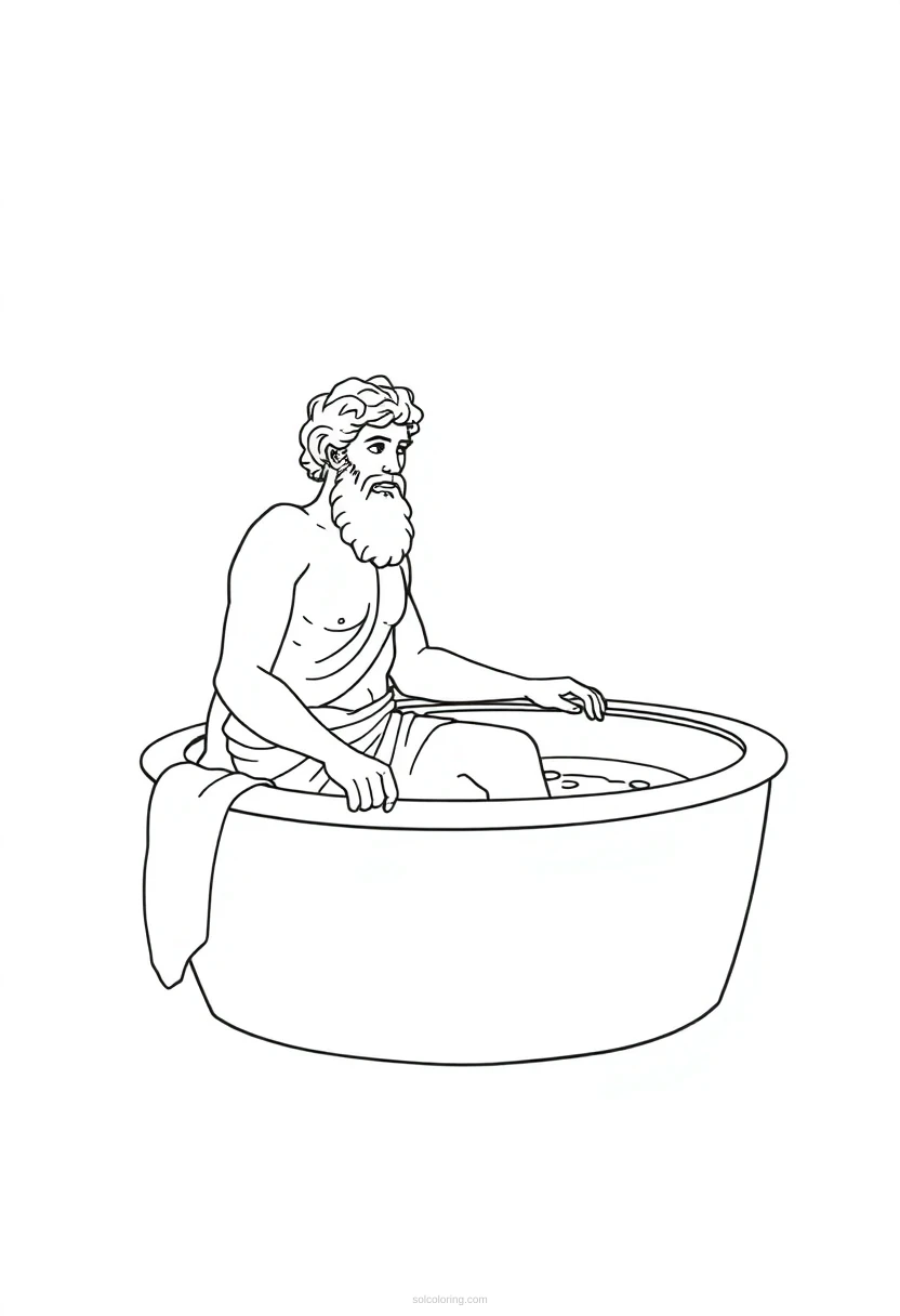 Archimedes in Ancient Greek Bath coloring page for kids