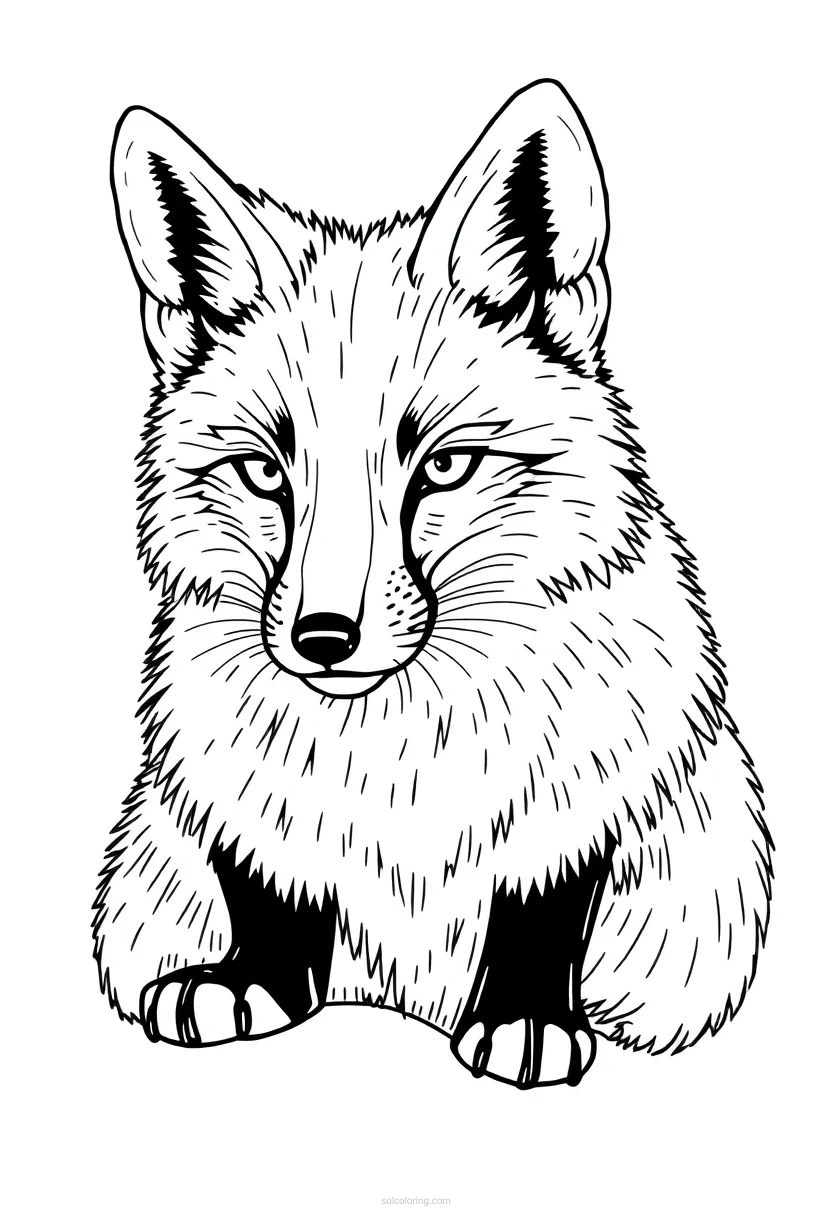 Arctic Fox coloring page for kids