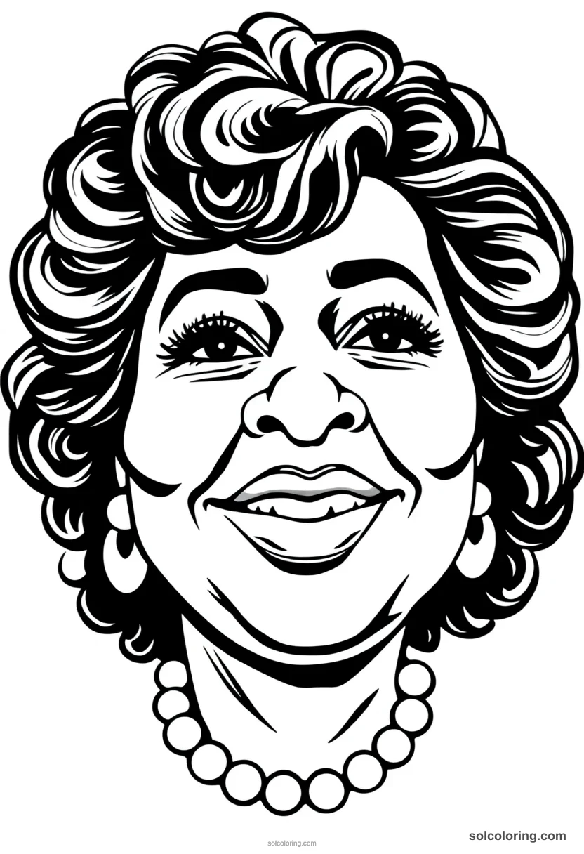 Caricature Aretha Franklin caricature coloring page for kids