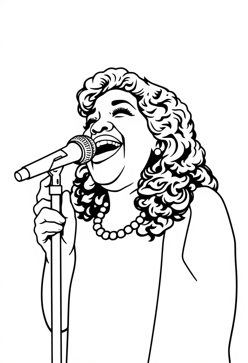 Aretha Franklin Singing coloring pages