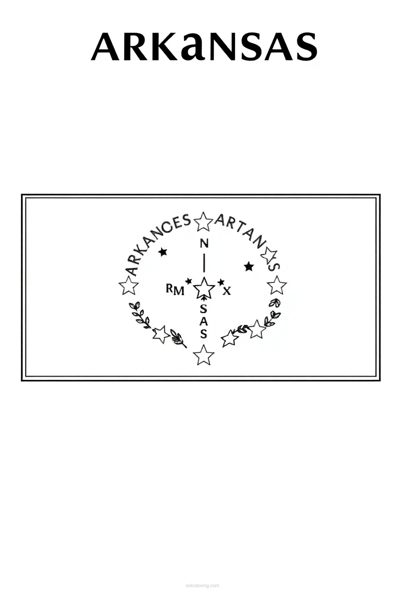 Arkansas State Flag coloring page for kids
