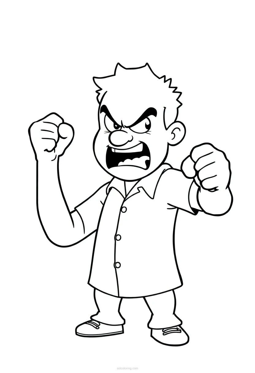 Arthur Fist Clenched Anger coloring page for kids