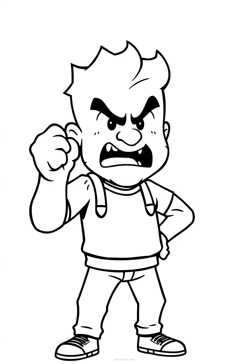 Arthur Fist Clenched Anger coloring page for kids