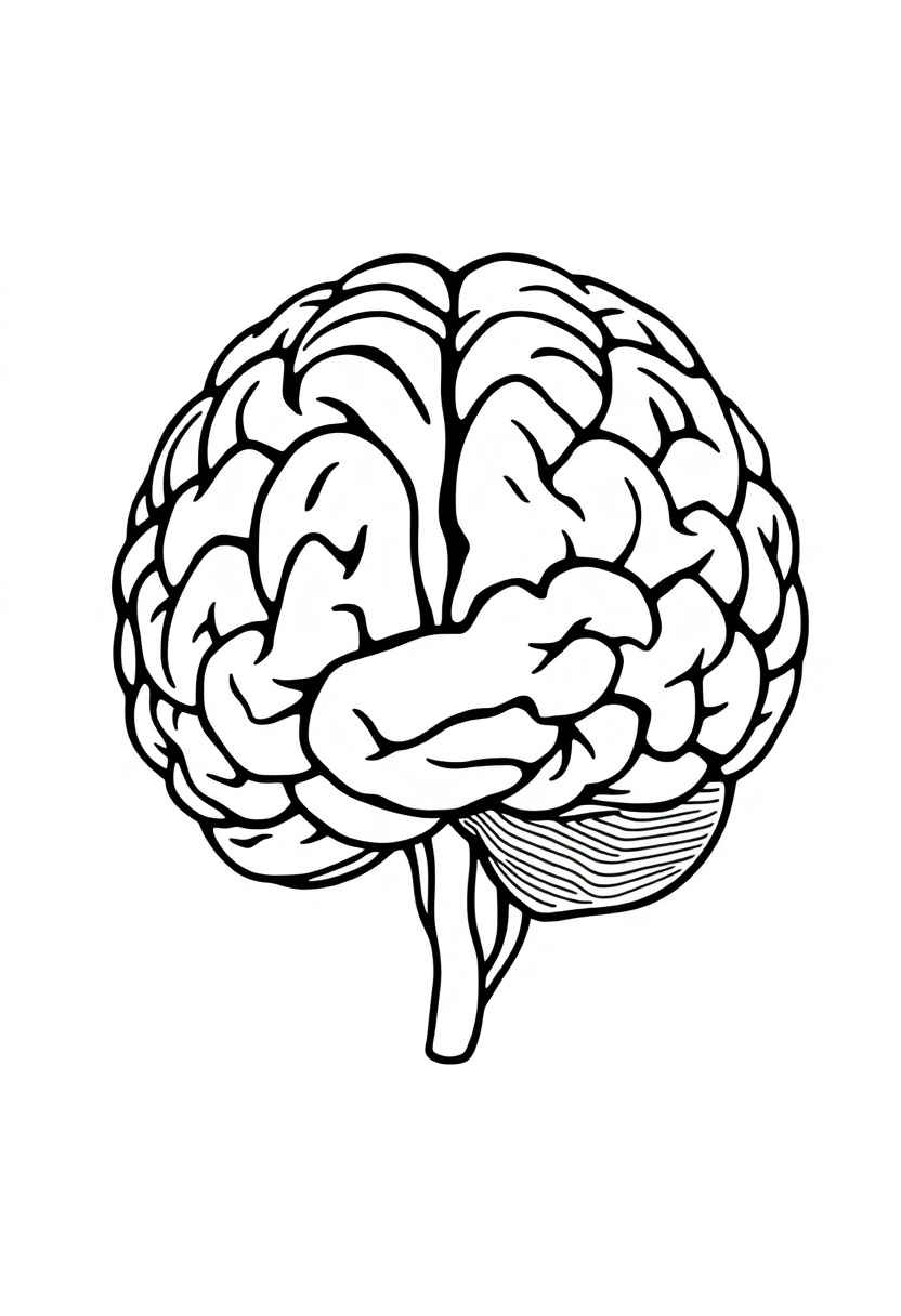 Artificial Intelligence Brain coloring page, free printable