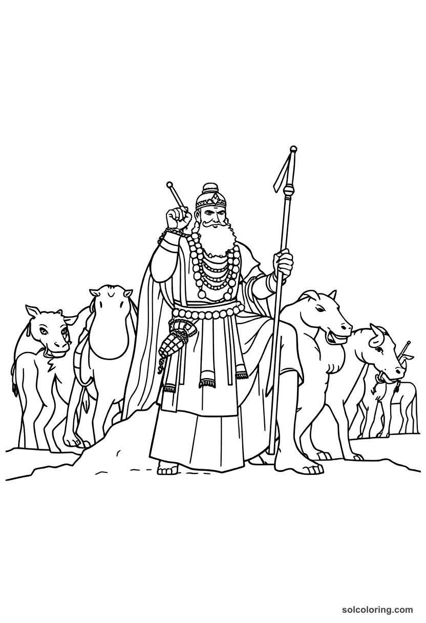 Simple Ashoka the Great After the Battle of Kalinga coloring page, free printable simple style