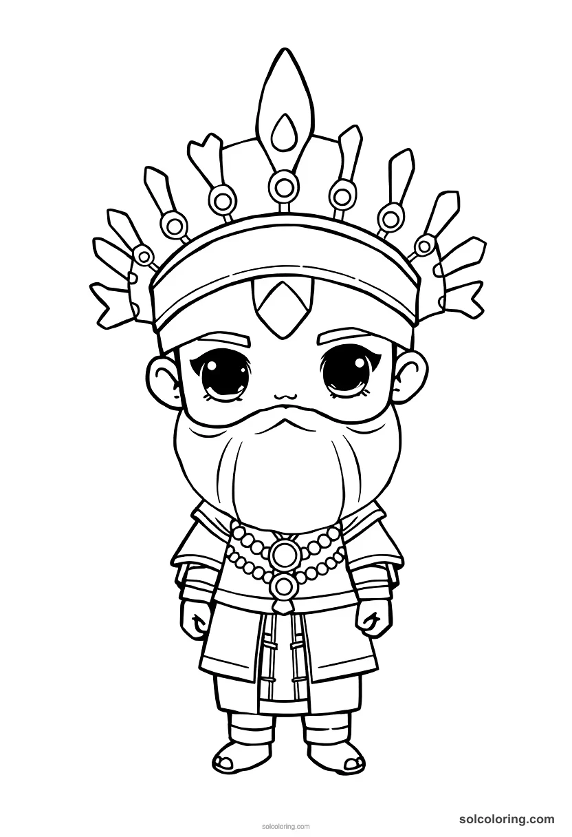 Chibi Askia the Great of the Songhai Empire chibi coloring page for kids