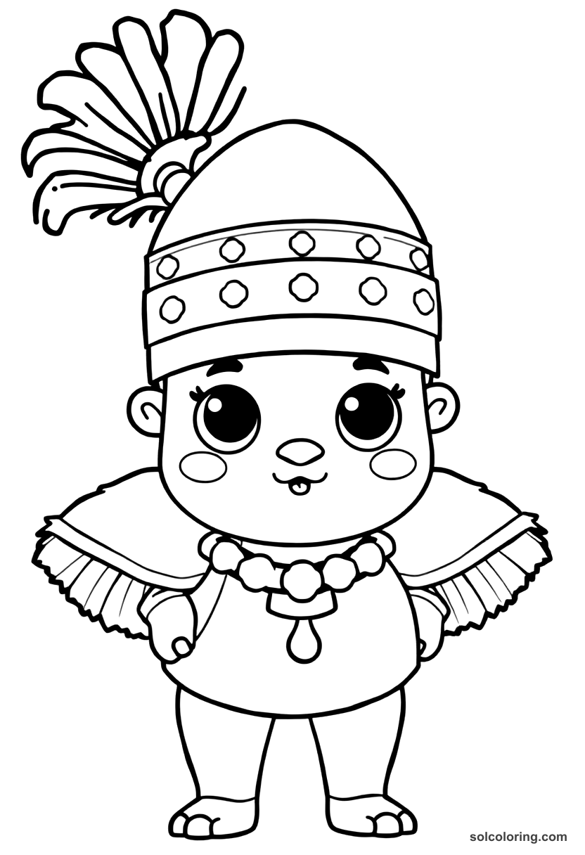 Cute Cartoon Askia the Great of the Songhai Empire coloring page, free printable cute cartoon style