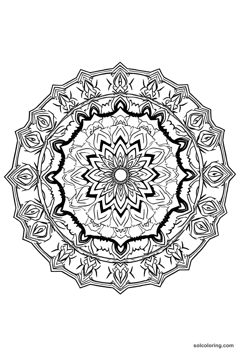 Mandala Askia the Great of the Songhai Empire coloring page, free printable mandala style