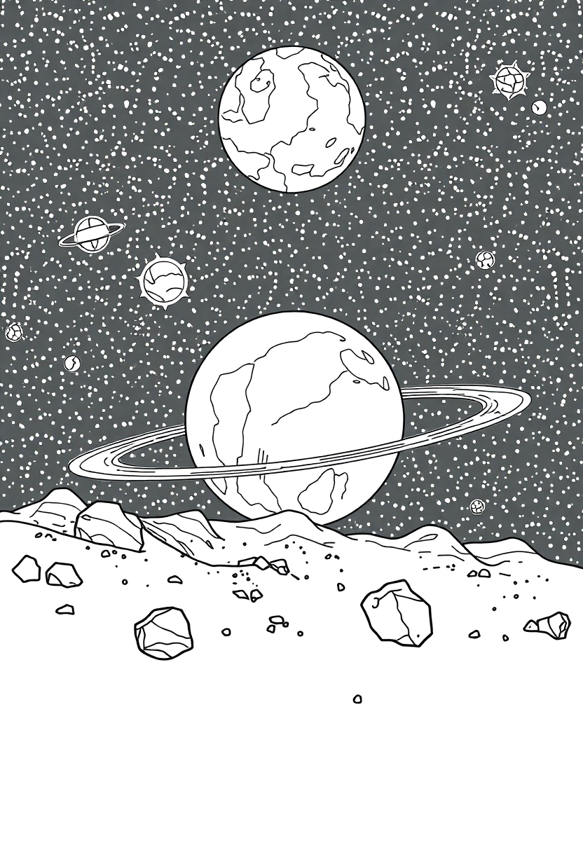 Asteroid Belt coloring page, free printable