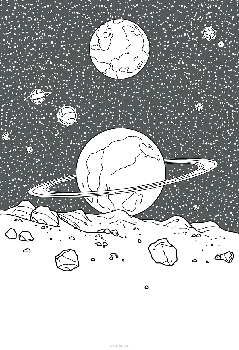 Asteroid Belt coloring page for kids