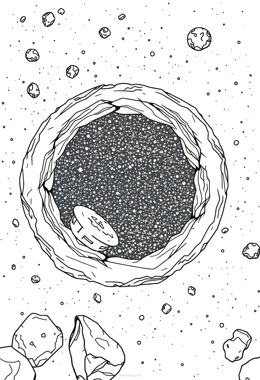 Asteroid Belt coloring page for kids