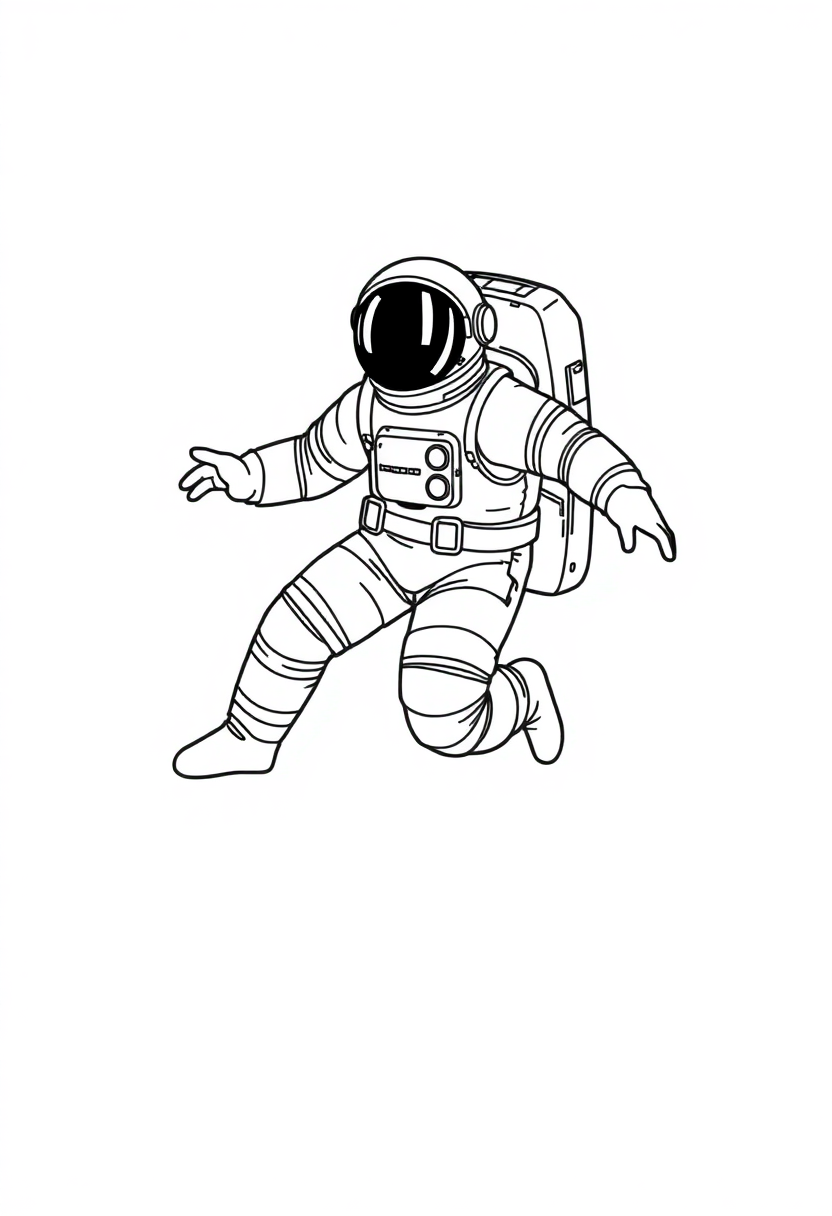 Astronaut Floating in Deep Space coloring page, free printable