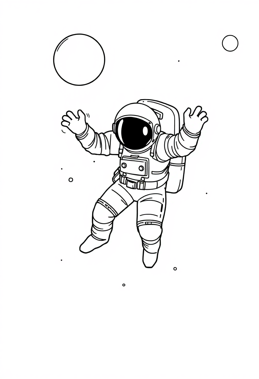 Astronaut Floating in Space coloring page, free printable
