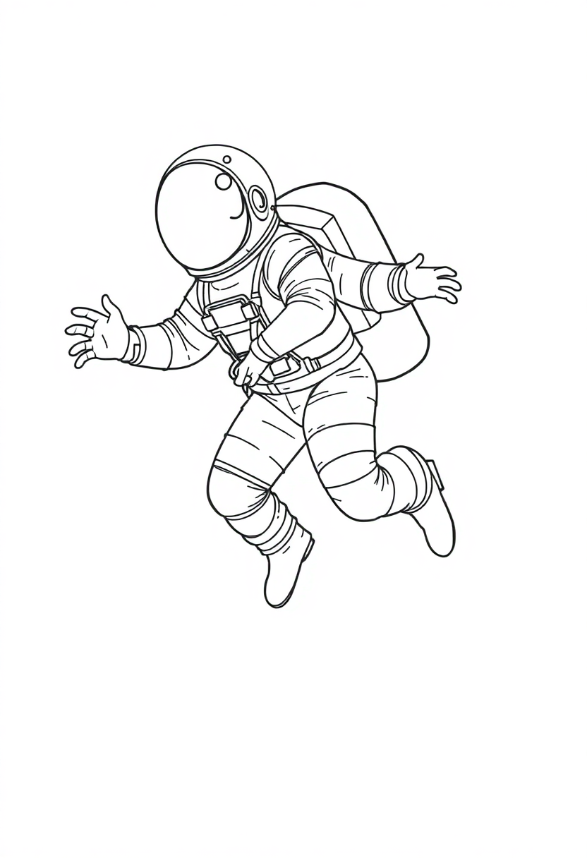 Astronaut Floating in Space coloring page, free printable