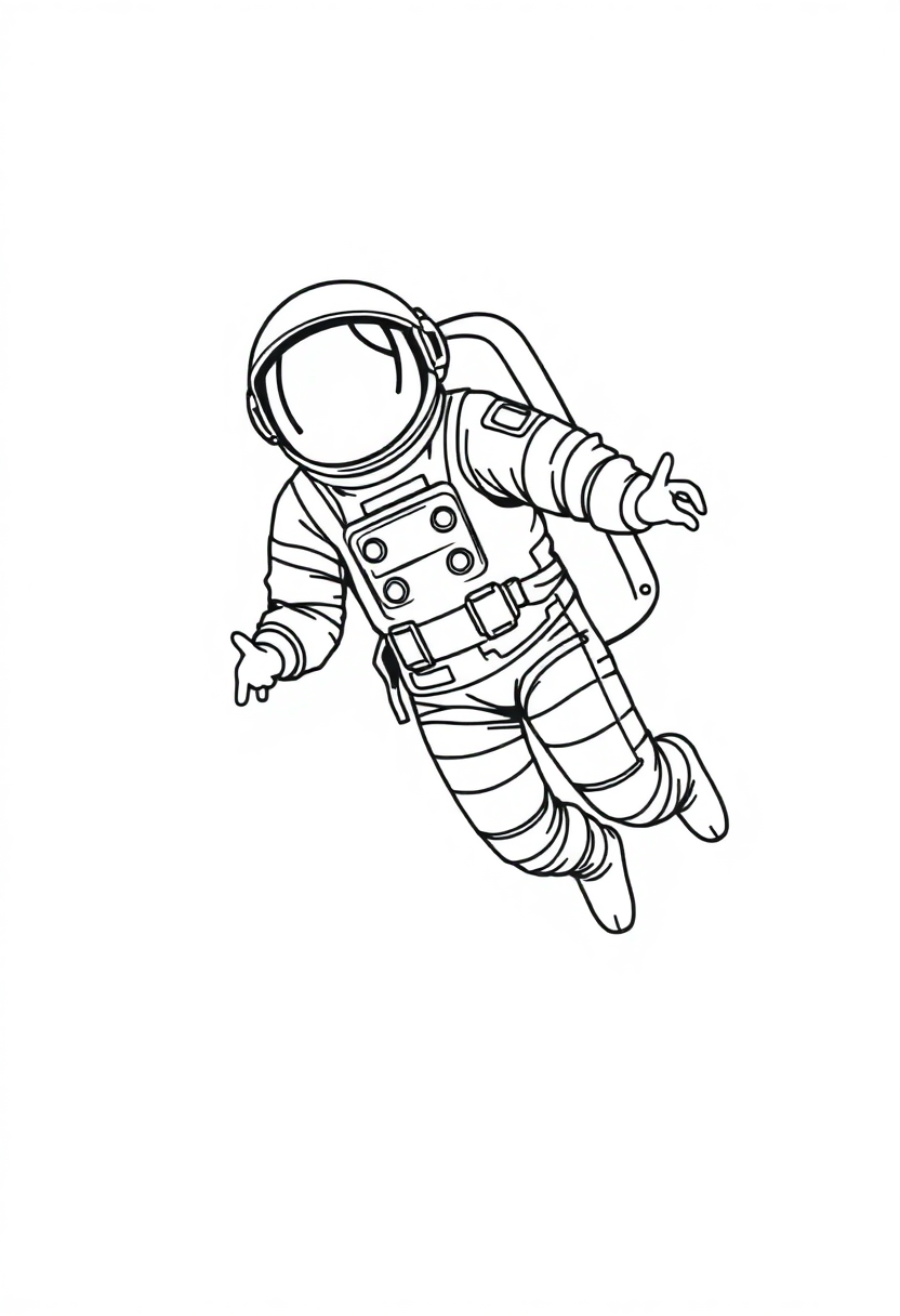 Astronaut Floating in Space coloring page, free printable
