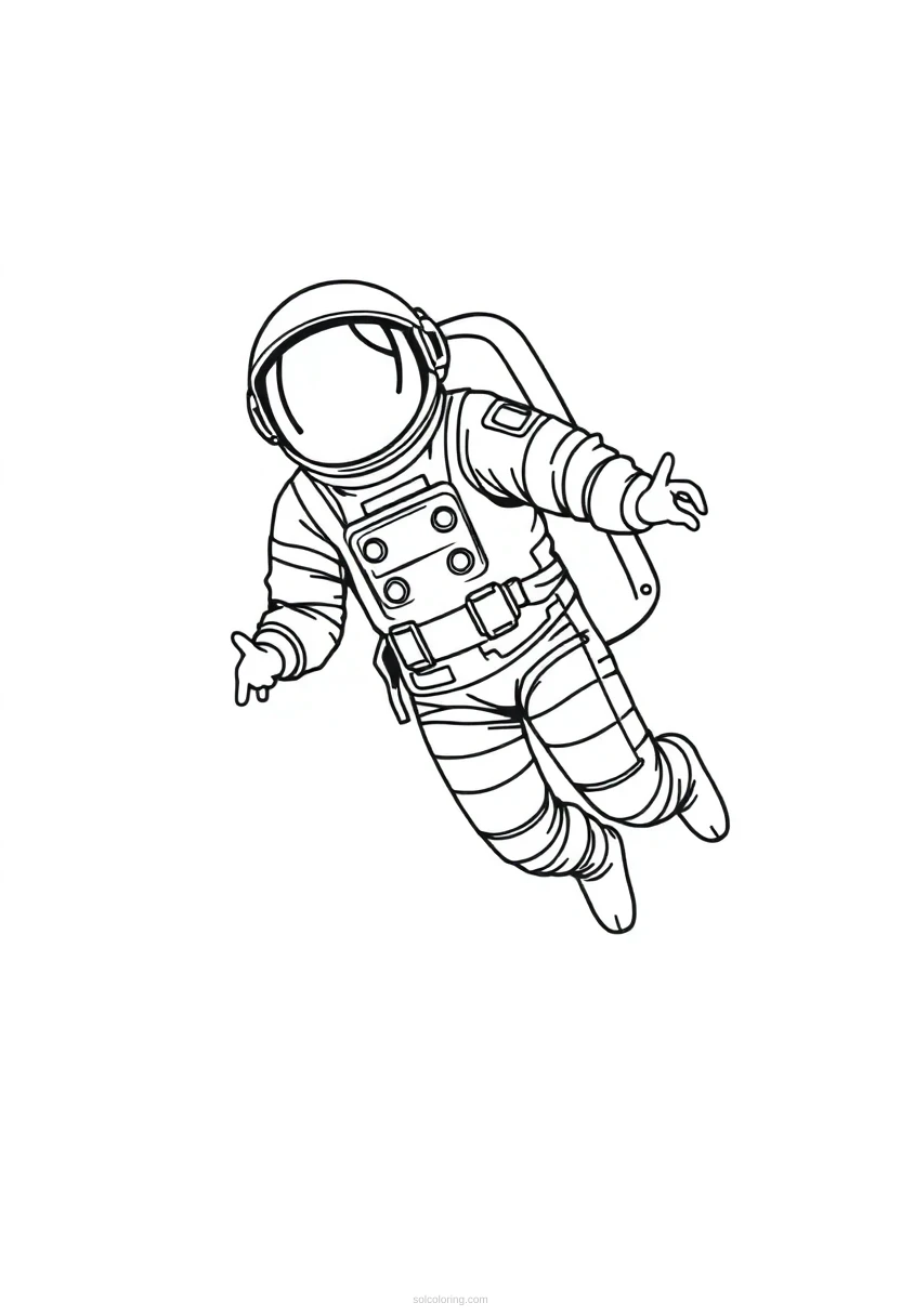 Astronaut Floating in Space coloring page for kids
