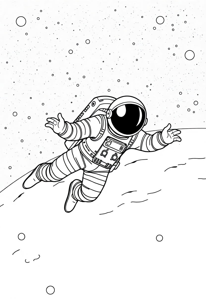 Astronaut Floating In Space coloring pages
