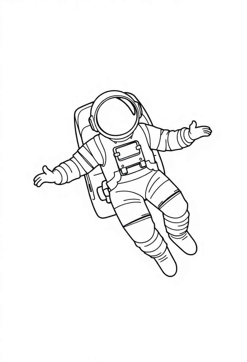 Astronaut Floating in Space coloring page, free printable