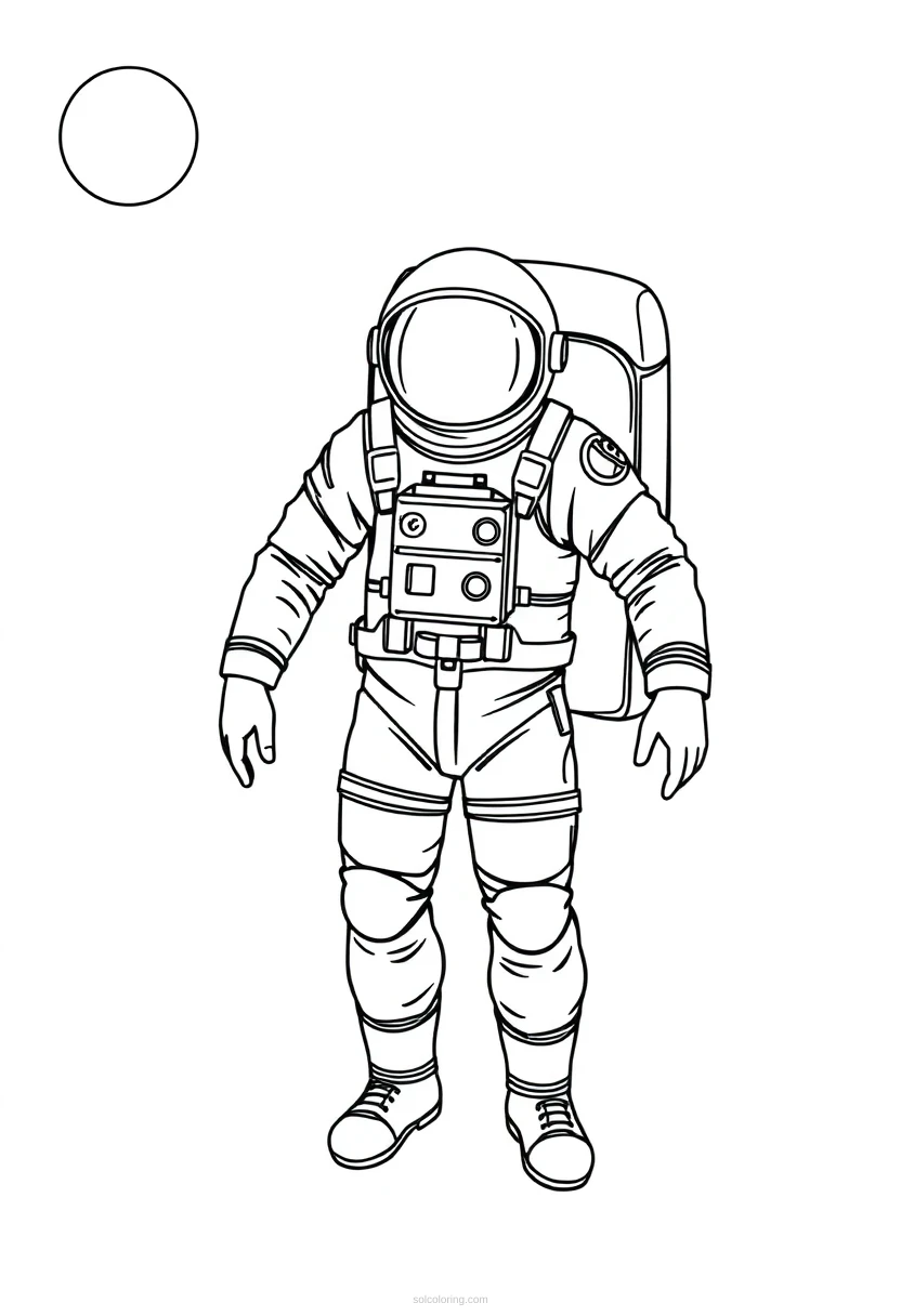 Astronaut in Space Suit coloring page for kids