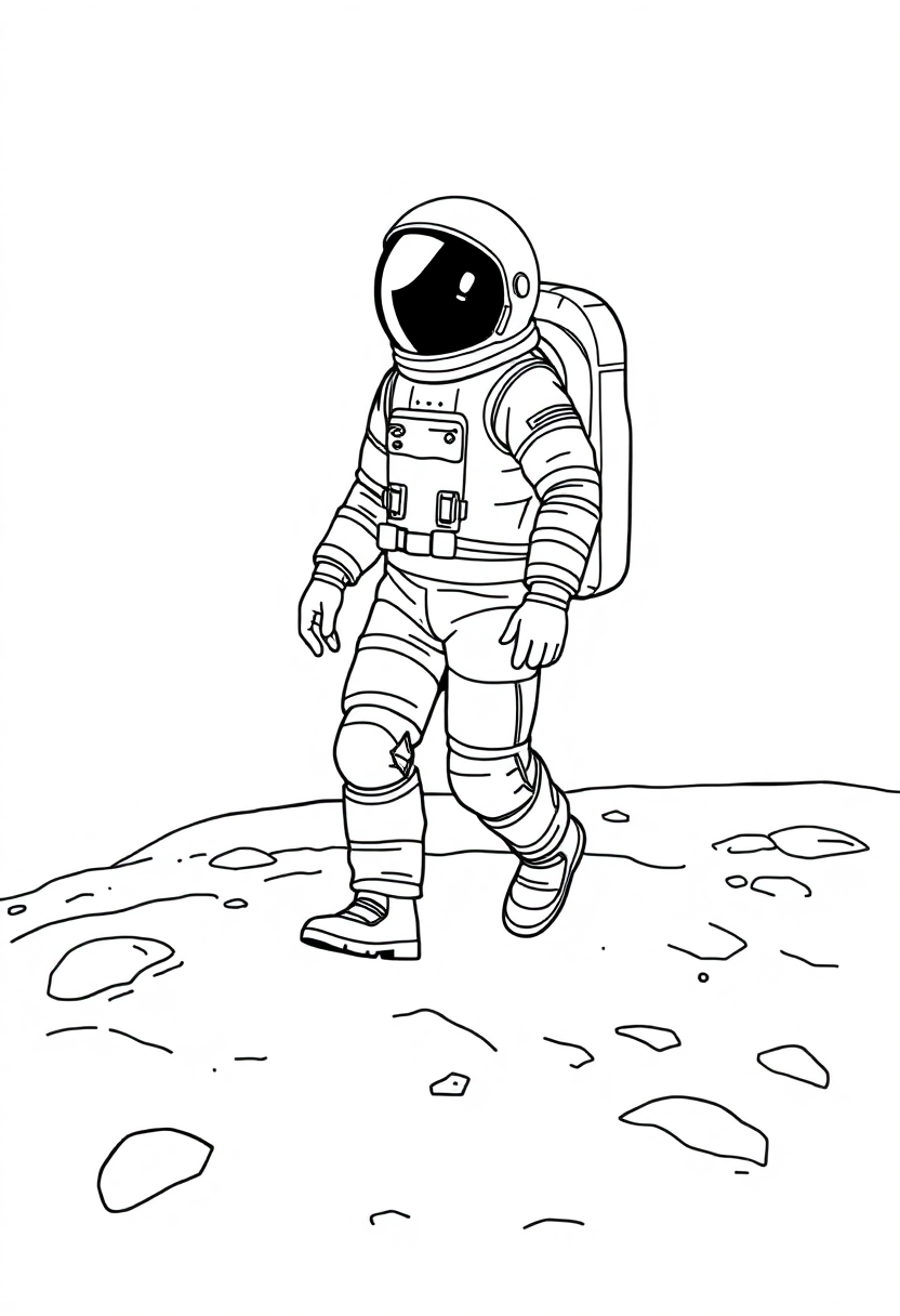 Astronaut Walking on Moon coloring page, free printable
