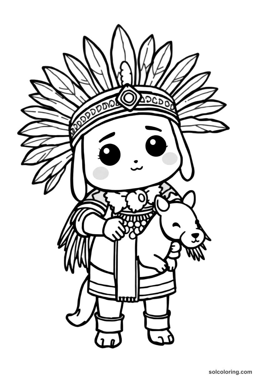Chibi Atahualpa Inca on His Litter coloring page, free printable chibi style