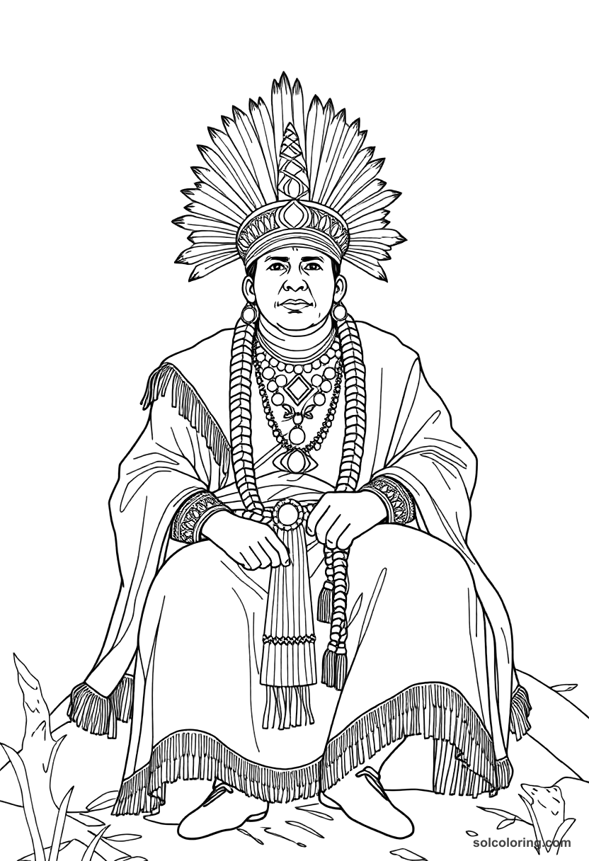 Atahualpa Inca on His Litter coloring page, free printable detailed style