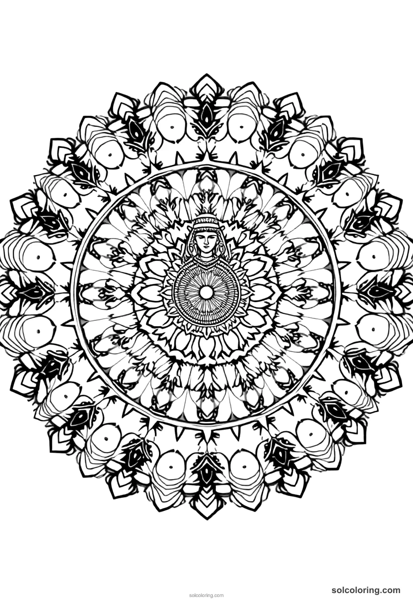 Mandala Atahualpa Inca on His Litter mandala coloring page for kids