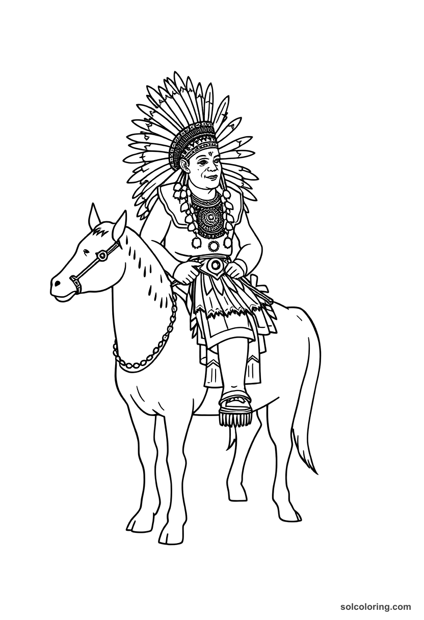 Simple Atahualpa Inca on His Litter coloring page, free printable simple style
