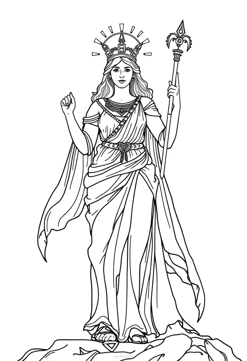 Athena Goddess of Wisdom coloring page for kids