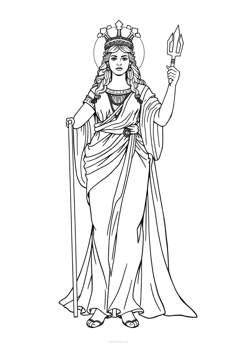Athena Goddess of Wisdom coloring page for kids