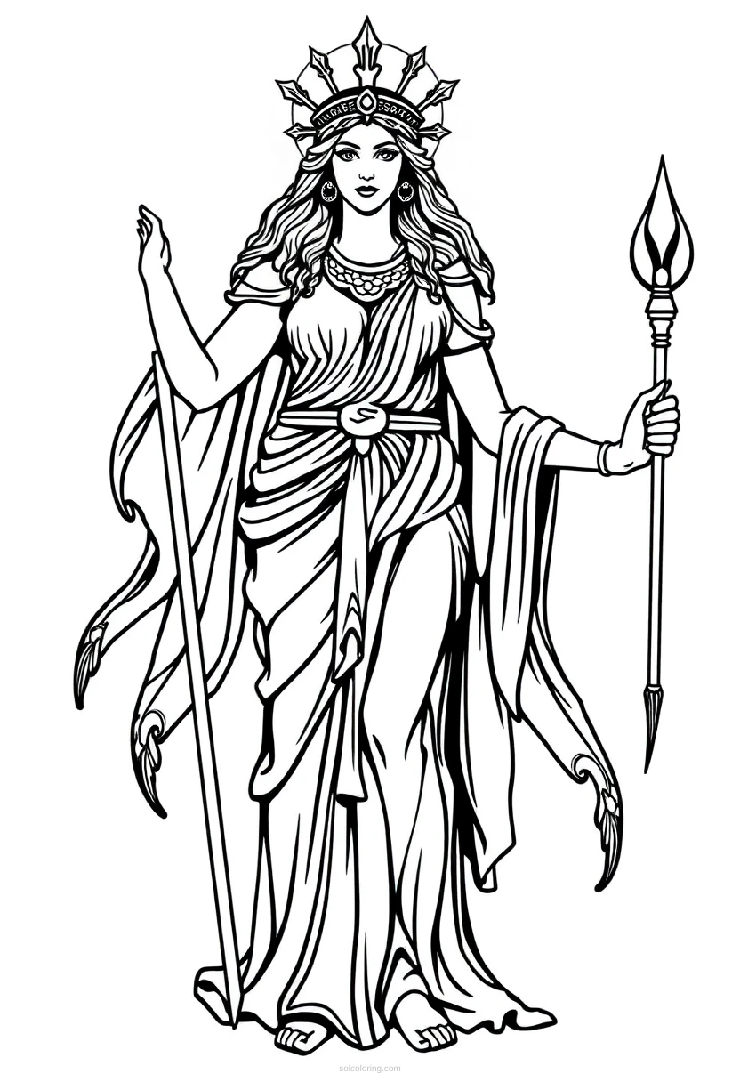Athena Goddess of Wisdom coloring page for kids