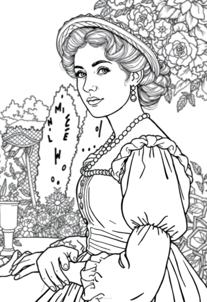 Auguste Renoir Garden Party coloring page for kids