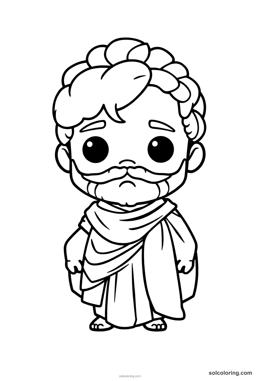 Chibi Augustus Caesar in Imperial Robes chibi coloring page for kids