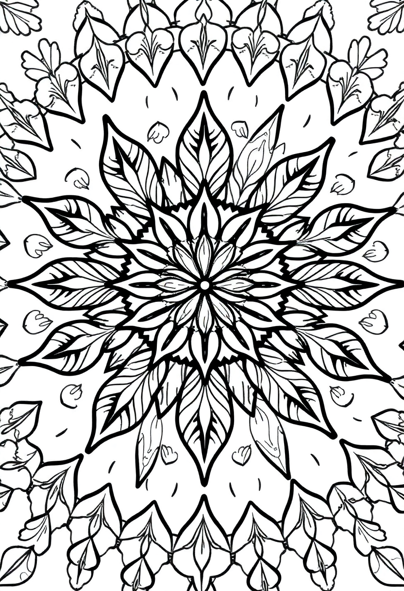 Autumn Leaves and Acorns Mandala coloring page for kids