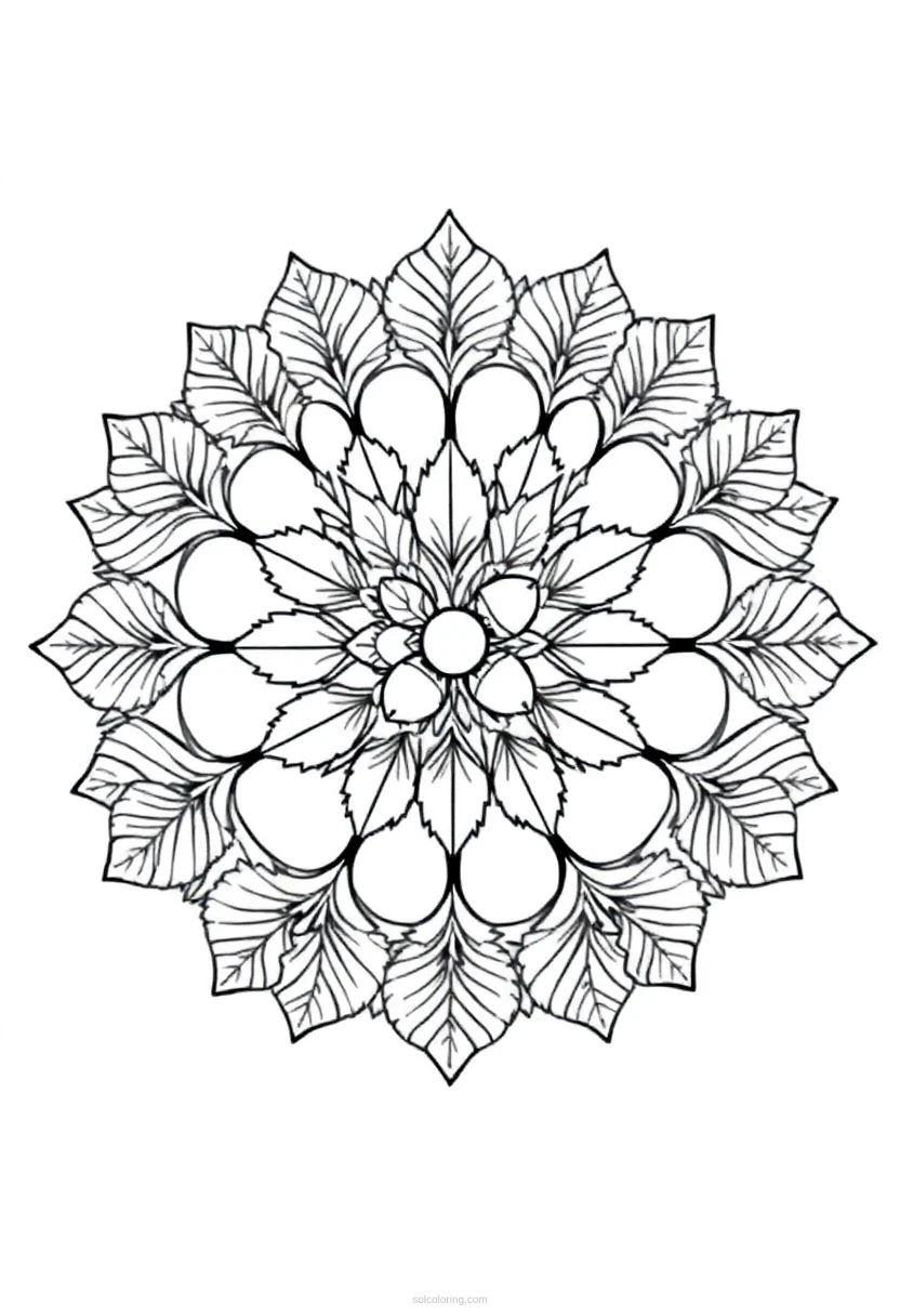 Autumn Leaves and Acorns coloring page for kids